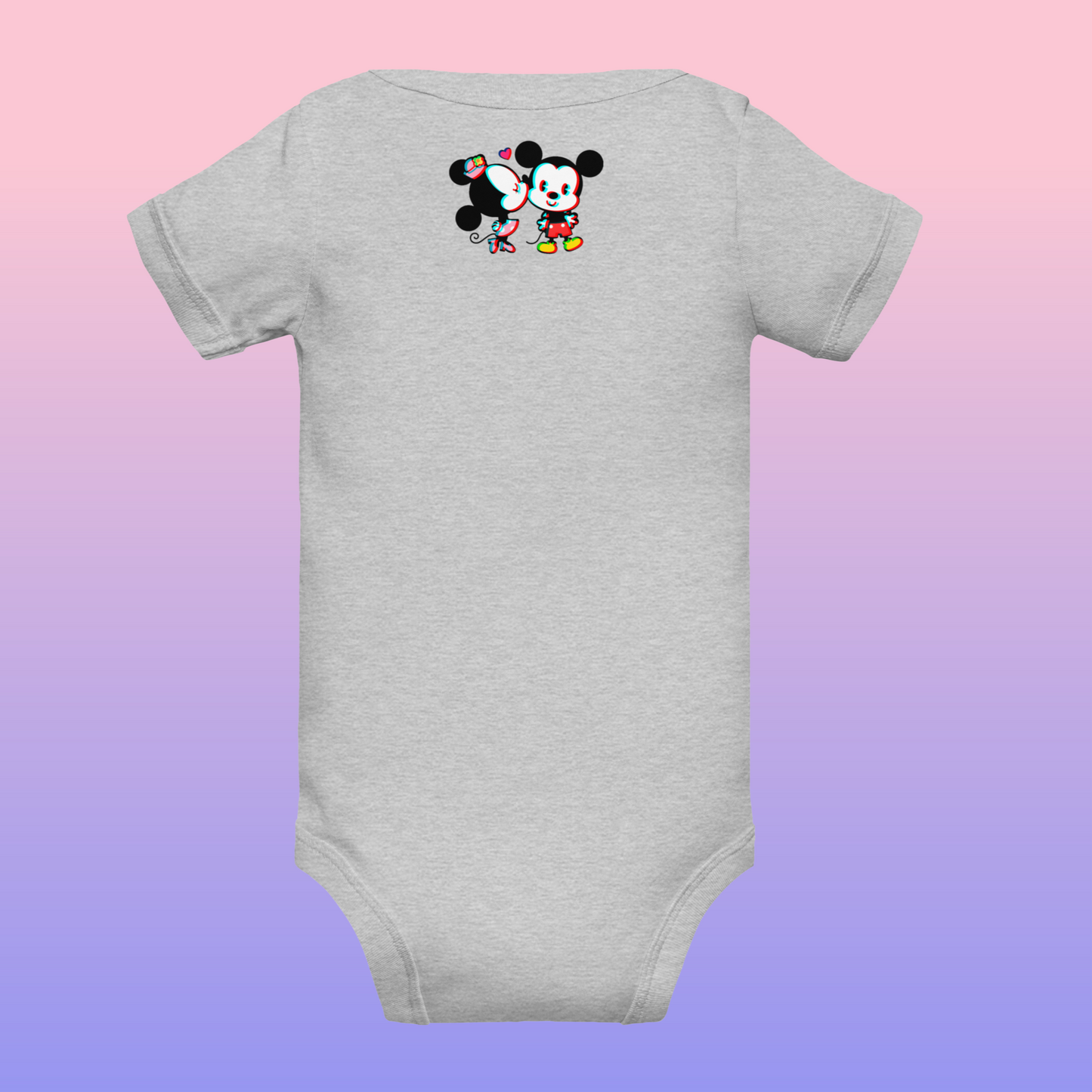 Designer Mickey-Mouse and Minnie-Mouse Baby Short Sleeve One Piece | Available in Multiple Colors | Design on Front & Back