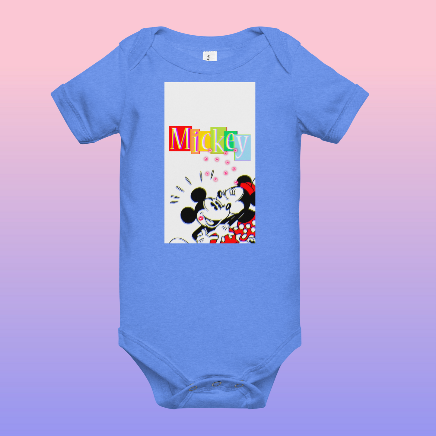 Designer Mickey-Mouse and Minnie-Mouse Baby Short Sleeve One Piece | Available in Multiple Colors | Design on Front & Back