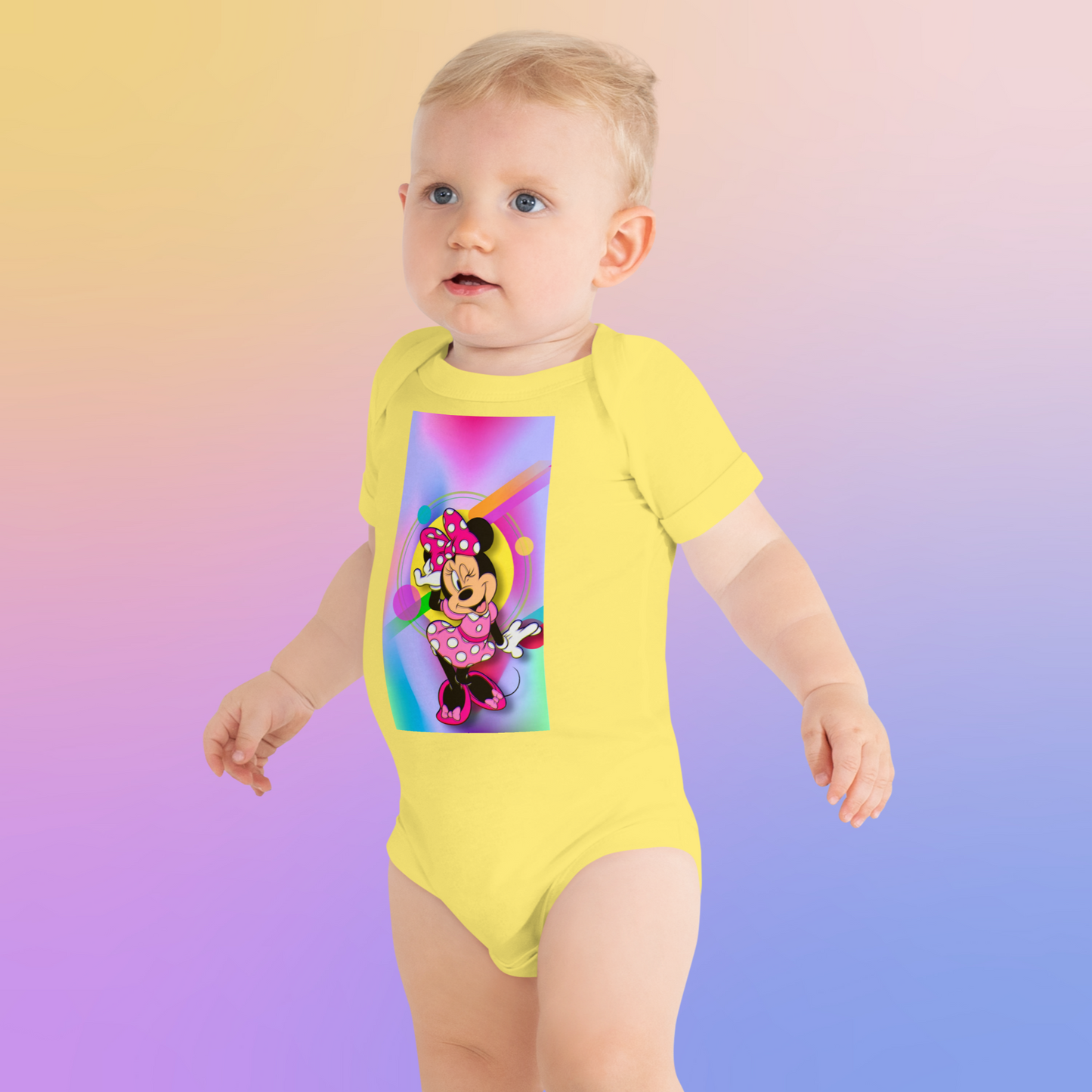 Designer Minnie-Mouse Baby Short Sleeve One Piece | Available in Multiple Colors | Design on Front & Back