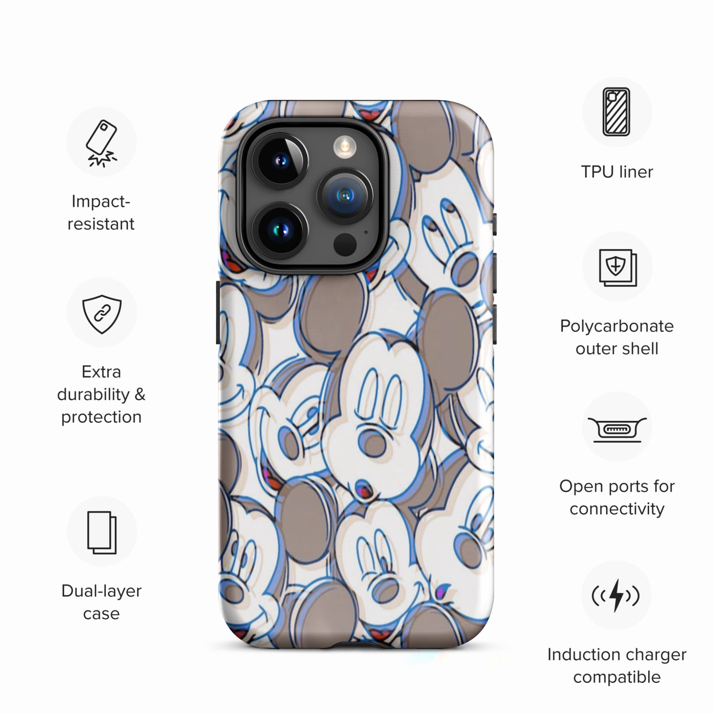 Mickey-Mouse iPhone® Tough Case | Available for Most iPhone® Models | Wireless Charging Compatible