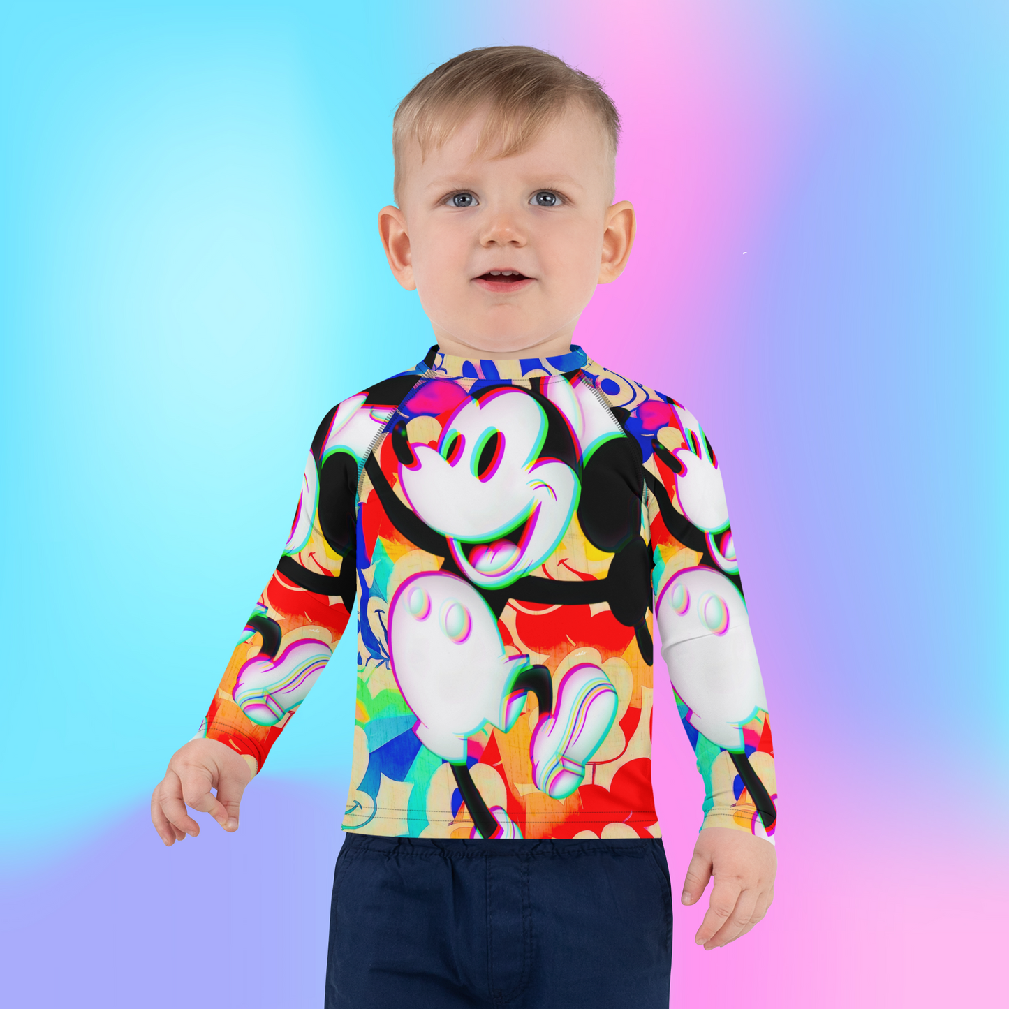 Mickey-Mouse Children's Athletic Shirt | 3D Glitch Effect