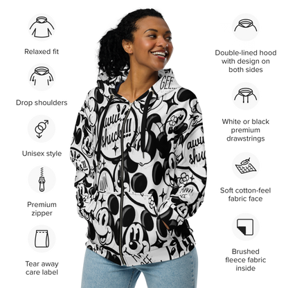 Mickey-Mouse and Minnie-Mouse Designer Zip Hoodie | Eco-Friendly