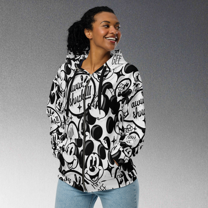 Mickey-Mouse and Minnie-Mouse Designer Zip Hoodie | Eco-Friendly