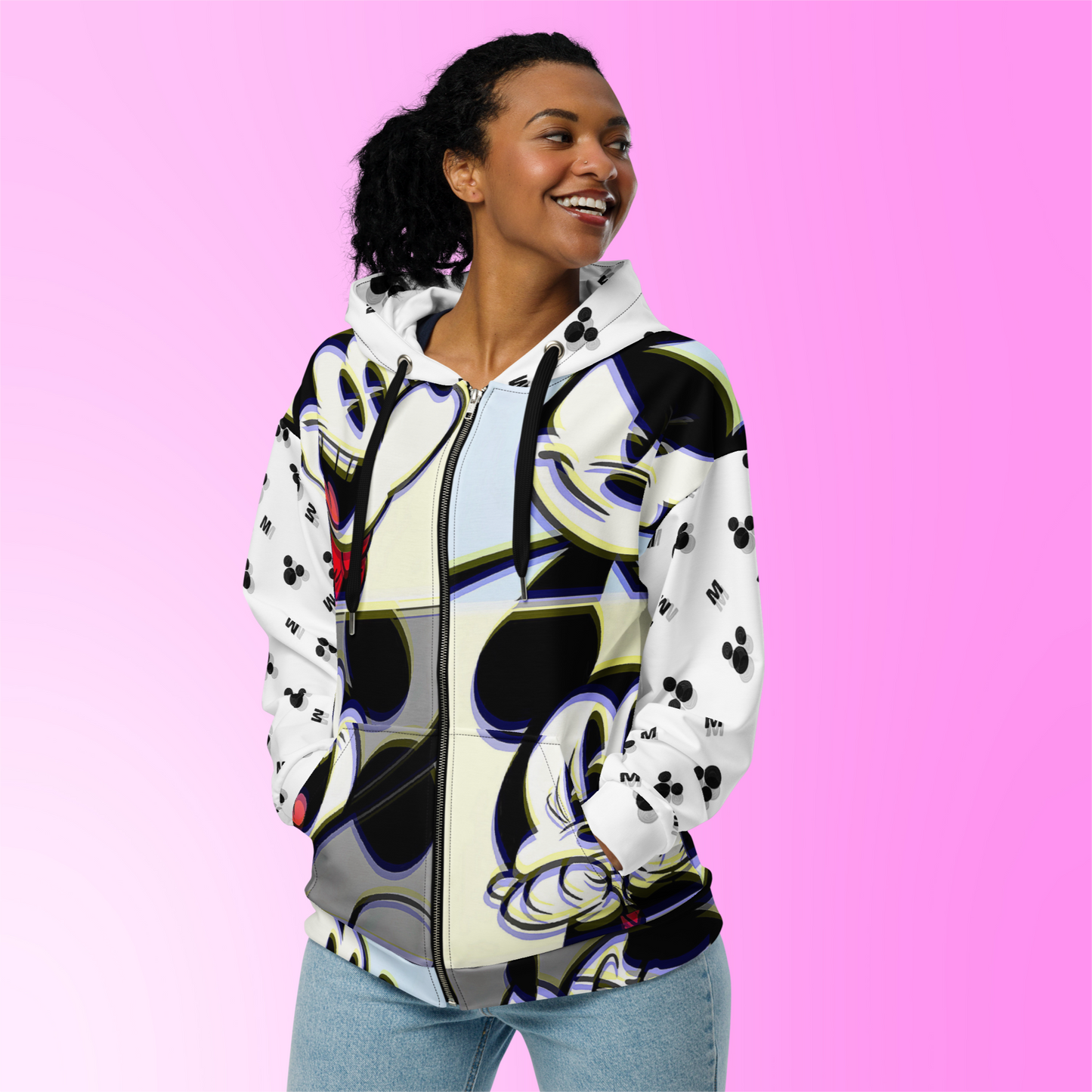 Mickey-Mouse and Minnie-Mouse Designer Zip Hoodie | Eco-Friendly