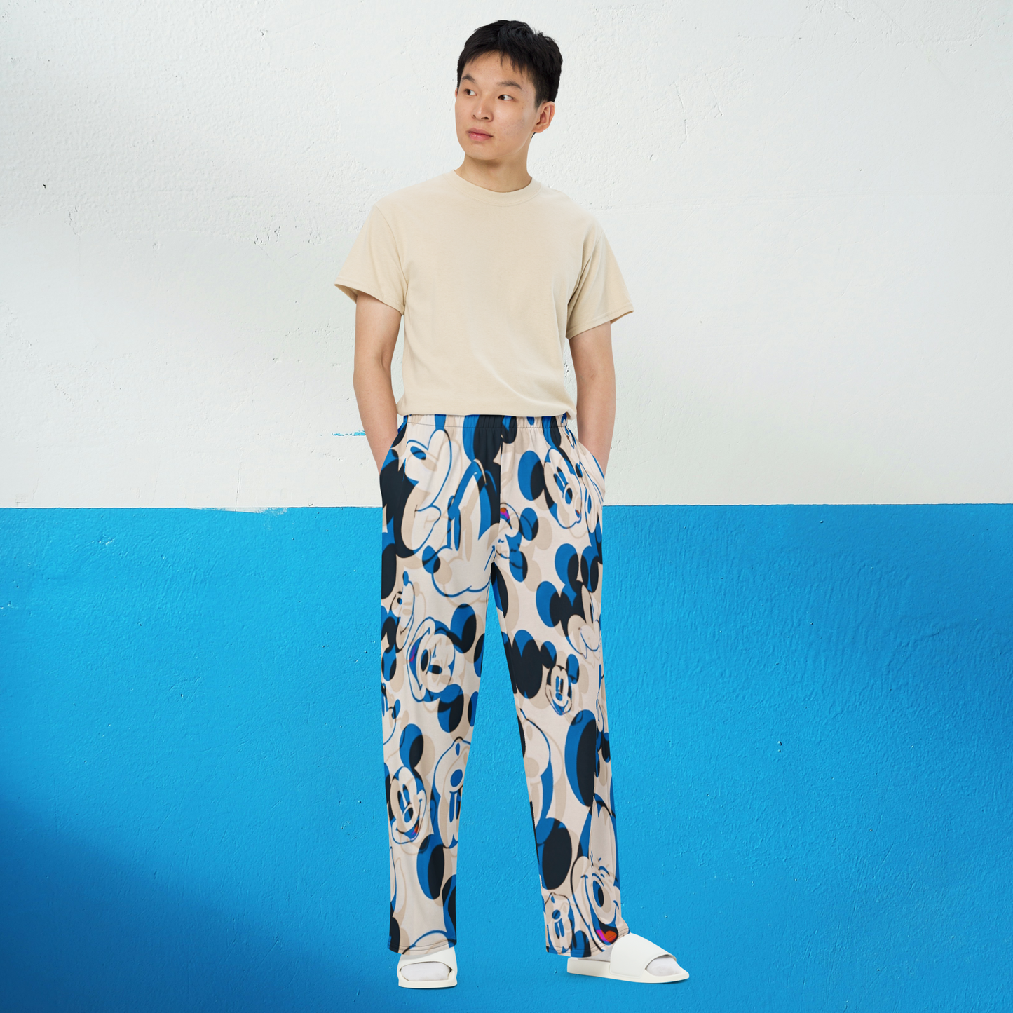 Unisex Mickey-Mouse Designer Wide-Leg Pants