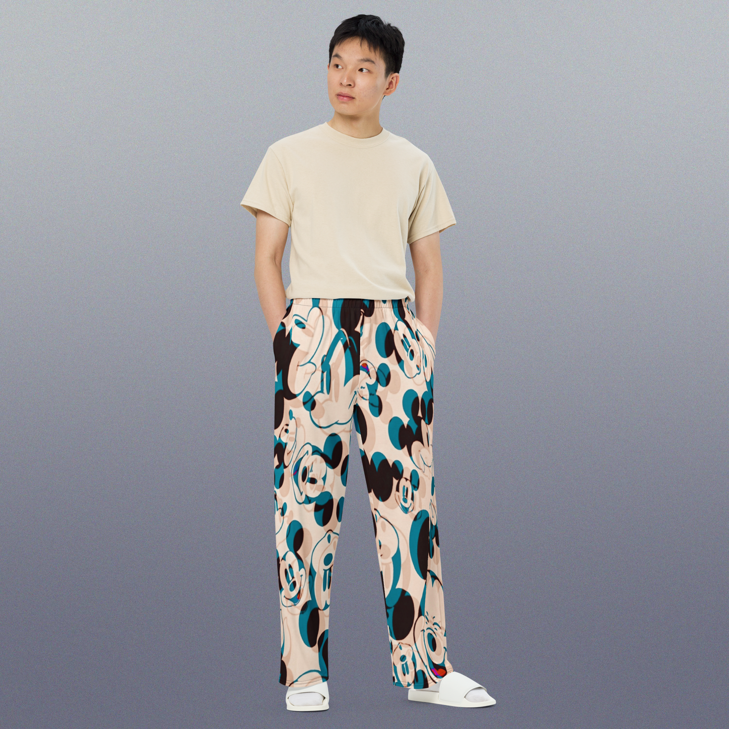 Unisex Mickey-Mouse Designer Wide-Leg Pants