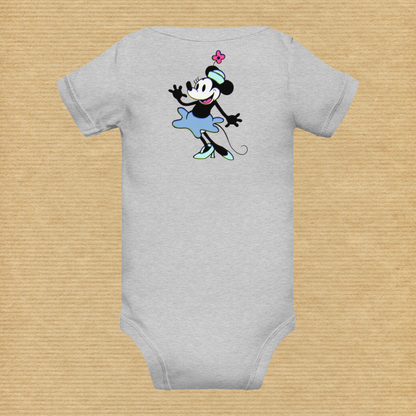 Designer Minnie-Mouse Baby Short Sleeve One Piece | Available in Multiple Colors | Design on Front & Back