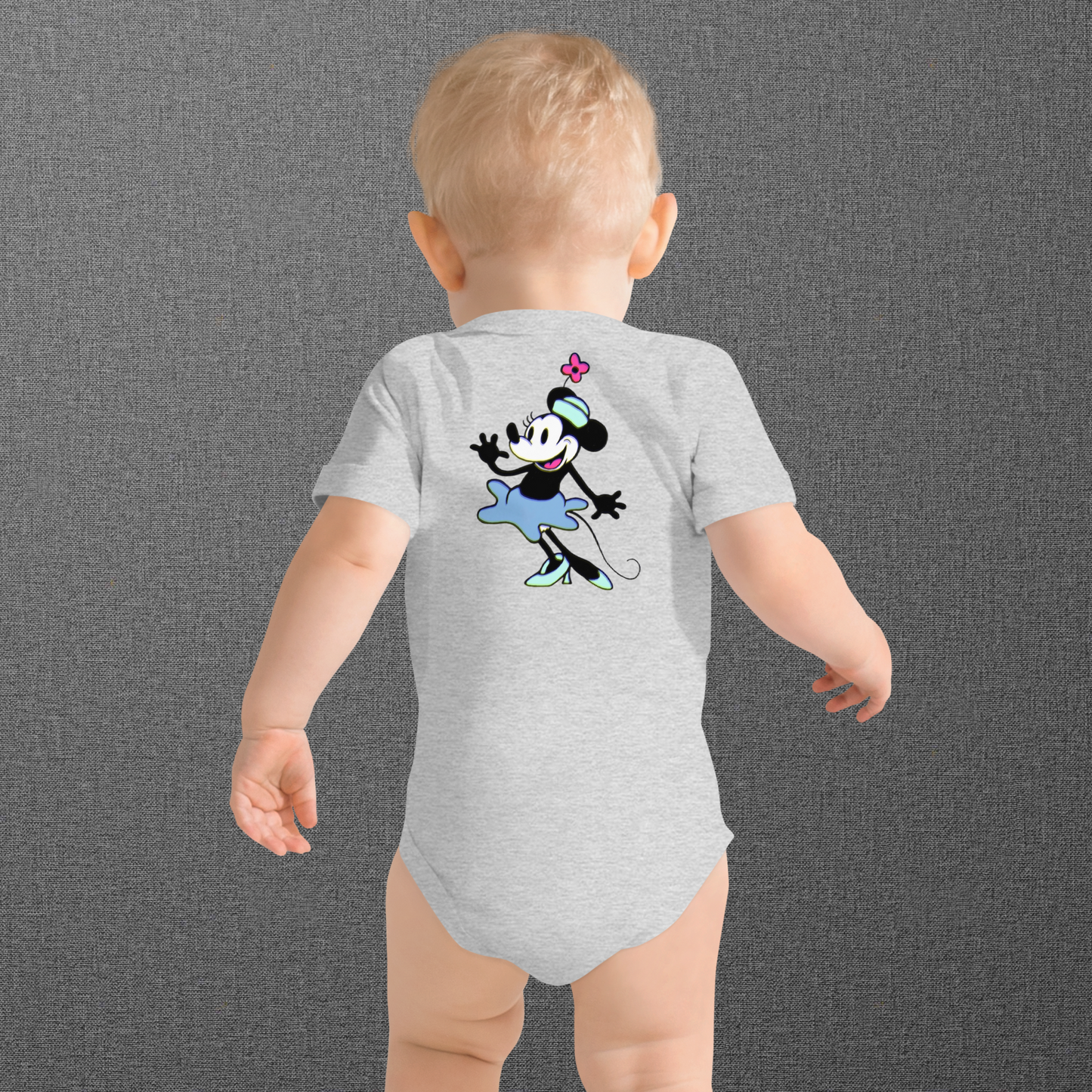 Designer Minnie-Mouse Baby Short Sleeve One Piece | Available in Multiple Colors | Design on Front & Back