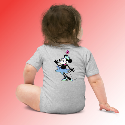 Designer Minnie-Mouse Baby Short Sleeve One Piece | Available in Multiple Colors | Design on Front & Back