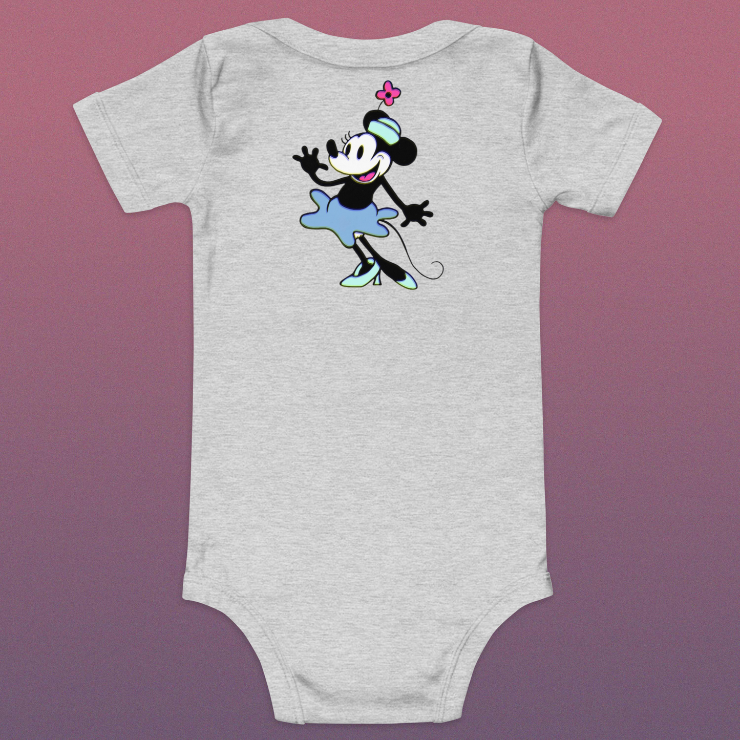 Designer Minnie-Mouse Baby Short Sleeve One Piece | Available in Multiple Colors | Design on Front & Back