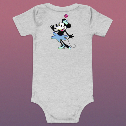 Designer Minnie-Mouse Baby Short Sleeve One Piece | Available in Multiple Colors | Design on Front & Back