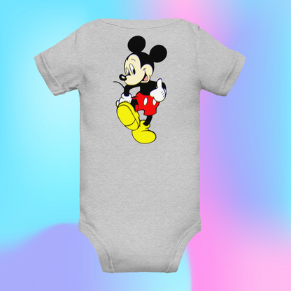 Designer Mickey-Mouse Baby Short Sleeve One Piece | Available in Multiple Colors | Design on Front & Back