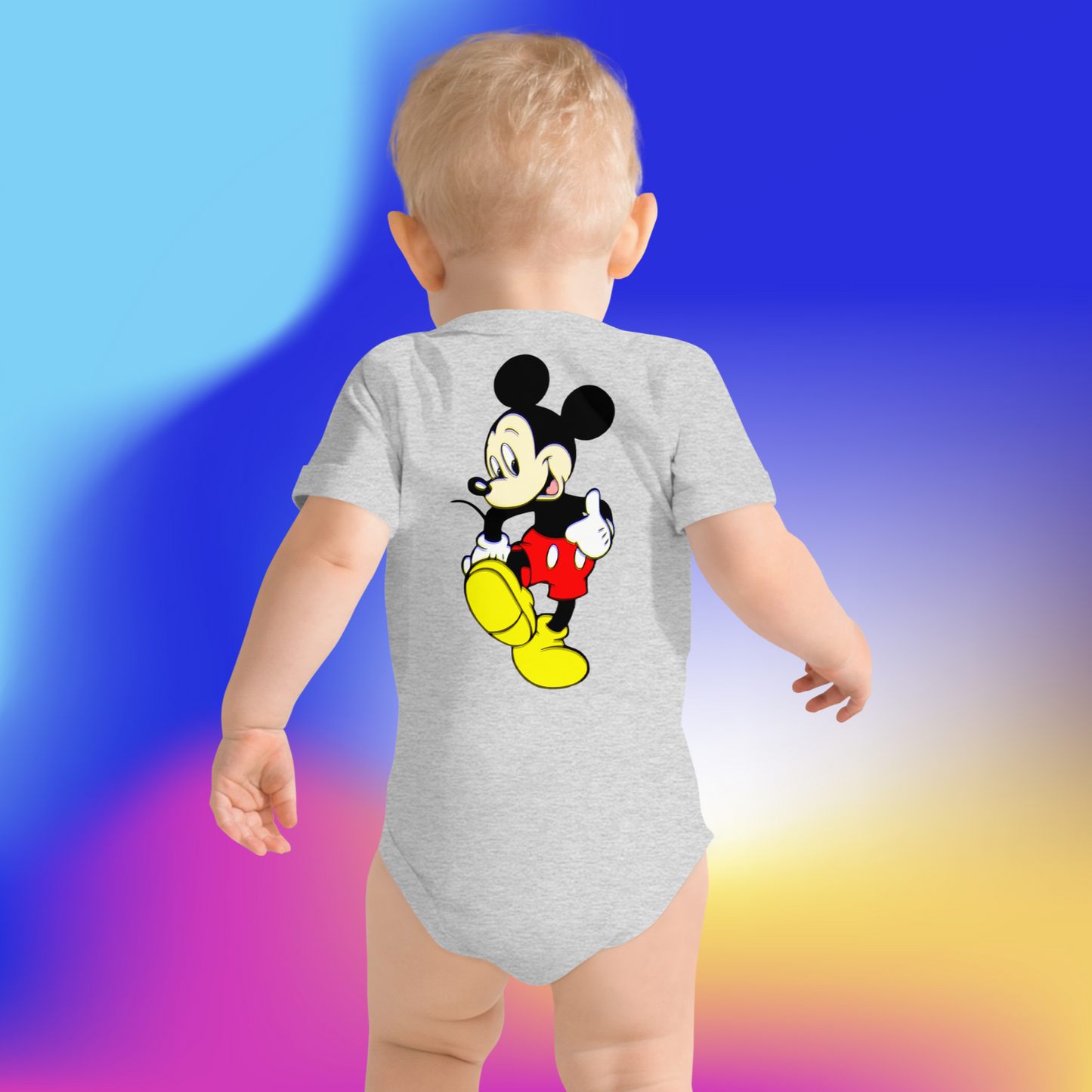 Designer Mickey-Mouse Baby Short Sleeve One Piece | Available in Multiple Colors | Design on Front & Back