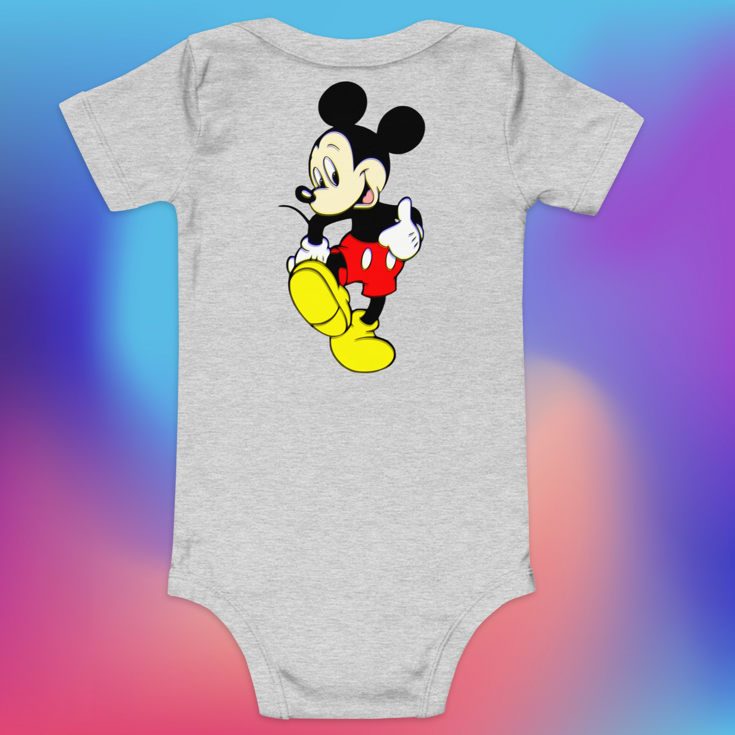 Designer Mickey-Mouse Baby Short Sleeve One Piece | Available in Multiple Colors | Design on Front & Back