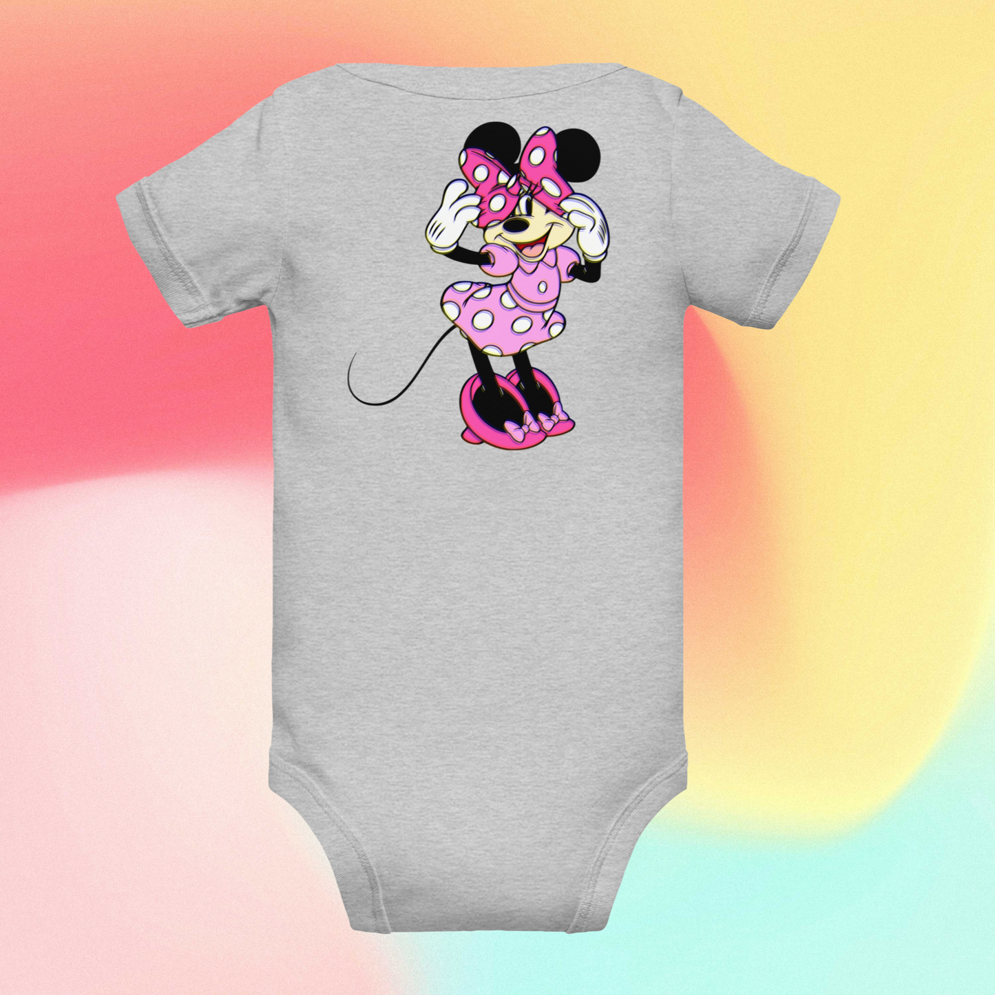 Designer Minnie-Mouse Baby Short Sleeve One Piece | Available in Multiple Colors | Design on Front & Back