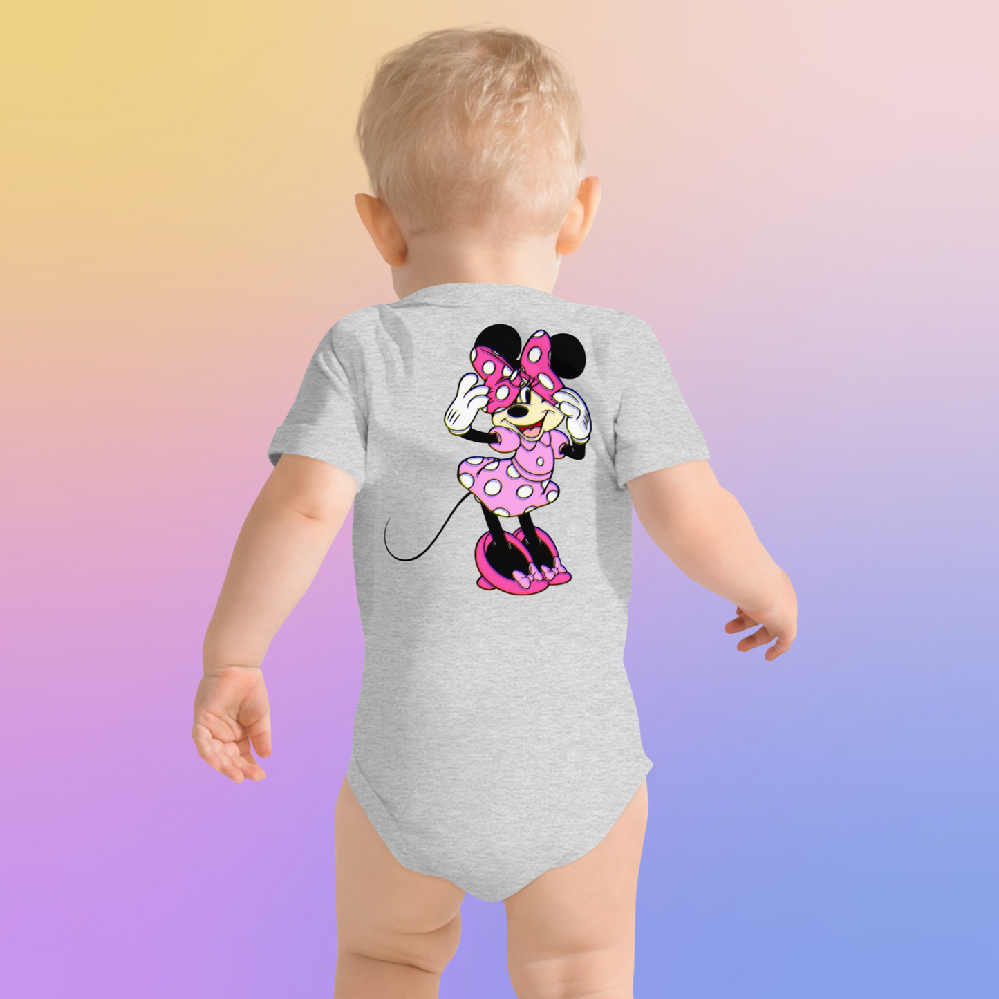 Designer Minnie-Mouse Baby Short Sleeve One Piece | Available in Multiple Colors | Design on Front & Back