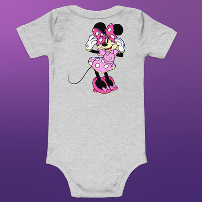 Designer Minnie-Mouse Baby Short Sleeve One Piece | Available in Multiple Colors | Design on Front & Back