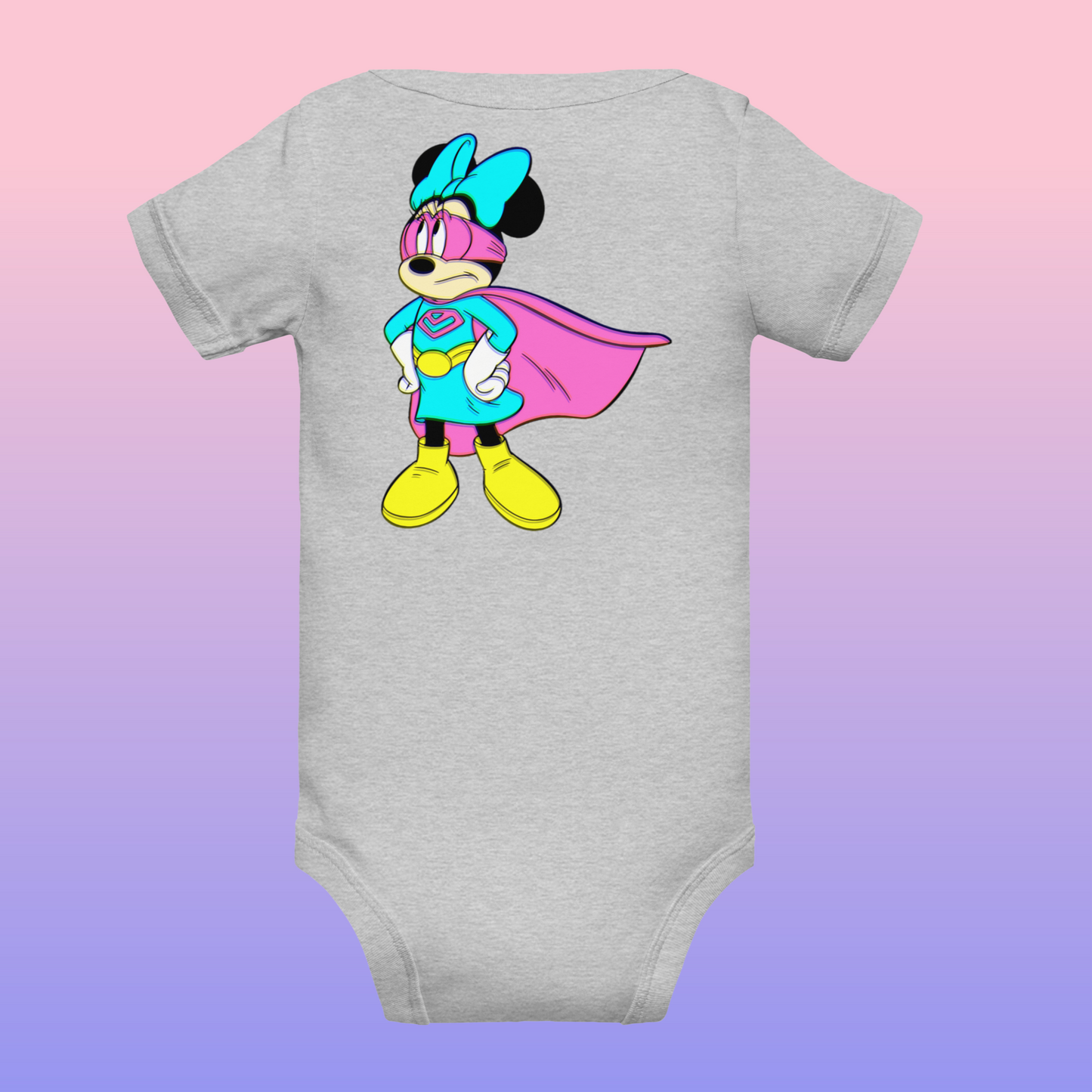 Designer Minnie-Mouse Baby Short Sleeve One Piece | Available in Multiple Colors | Design on Front & Back