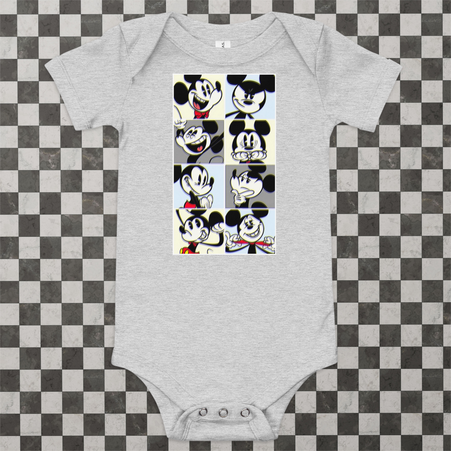 Designer Mickey-Mouse Baby Short Sleeve One Piece | Front & Back Design | Available in Multiple Colors