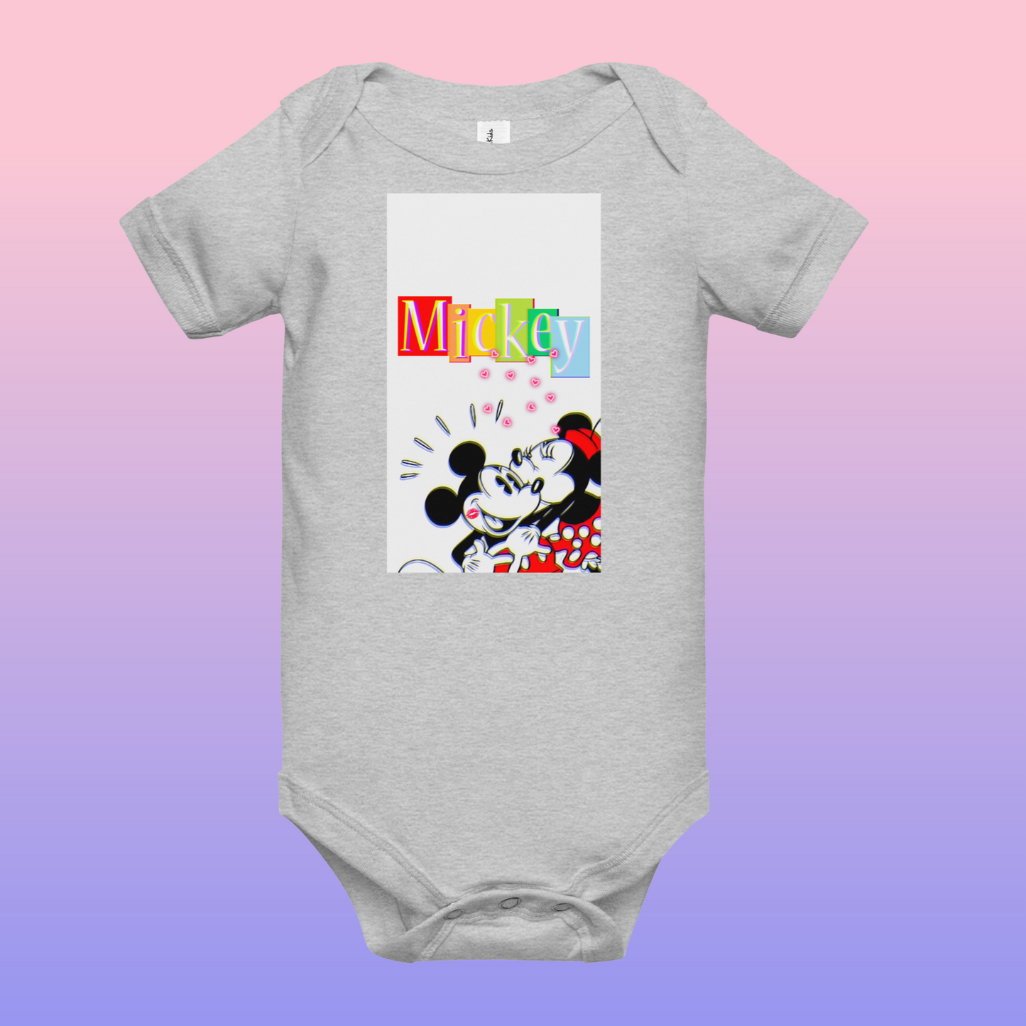 Designer Mickey-Mouse and Minnie-Mouse Baby Short Sleeve One Piece | Available in Multiple Colors | Design on Front & Back