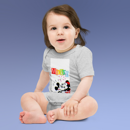 Designer Mickey-Mouse and Minnie-Mouse Baby Short Sleeve One Piece | Available in Multiple Colors | Design on Front & Back