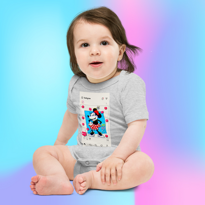 Designer Minnie-Mouse Baby Short Sleeve One Piece | Available in Multiple Colors | Design on Front & Back