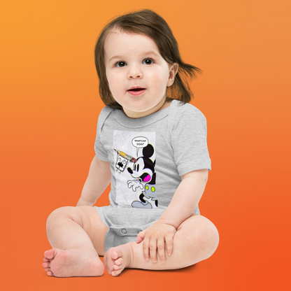 Designer Mickey-Mouse and Doodlebob Baby Short Sleeve One Piece | Available in Multiple Colors | Design on Front & Back