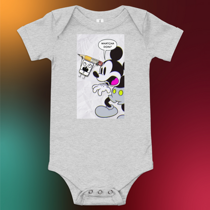 Designer Mickey-Mouse and Doodlebob Baby Short Sleeve One Piece | Available in Multiple Colors | Design on Front & Back