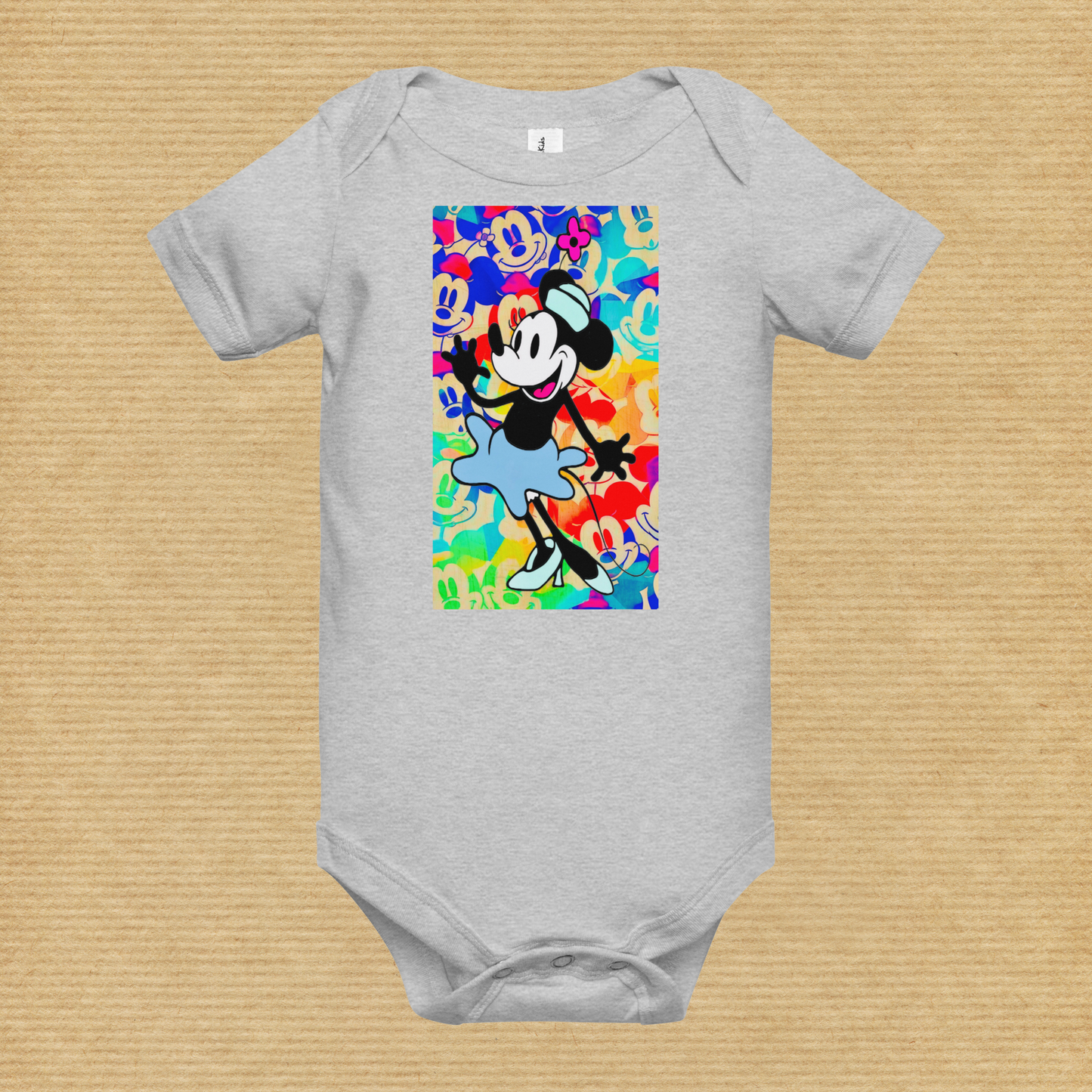 Designer Minnie-Mouse Baby Short Sleeve One Piece | Available in Multiple Colors | Design on Front & Back