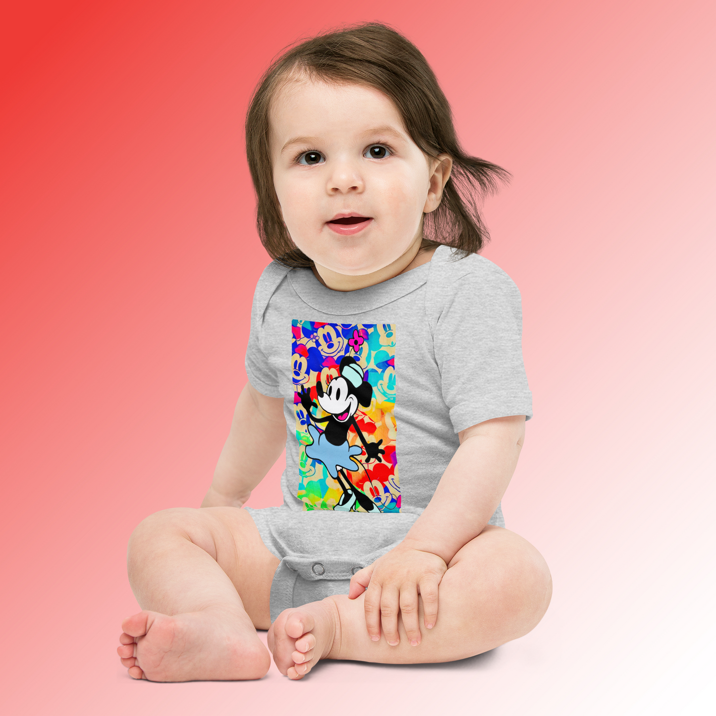 Designer Minnie-Mouse Baby Short Sleeve One Piece | Available in Multiple Colors | Design on Front & Back