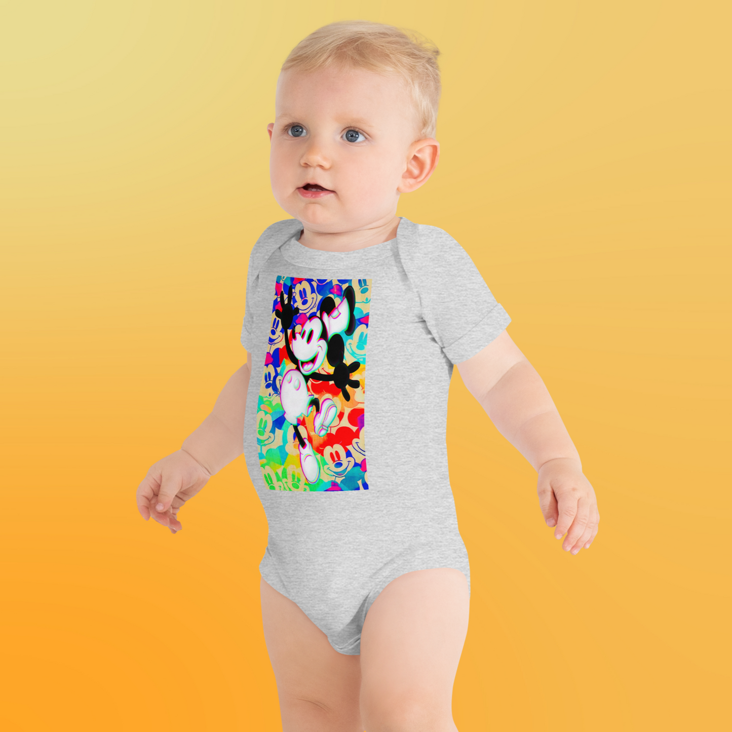 Designer 3D Mickey-Mouse Baby Short Sleeve One Piece | Available in Multiple Colors | Design on Front & Back