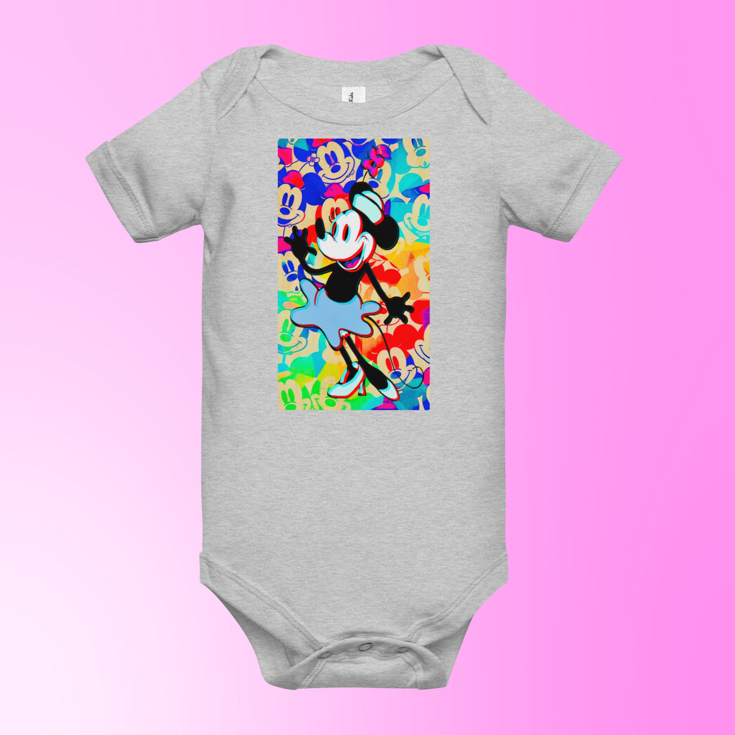 Designer 3D Minnie-Mouse Baby Short Sleeve One Piece | Available in Multiple Colors | Design on Front & Back