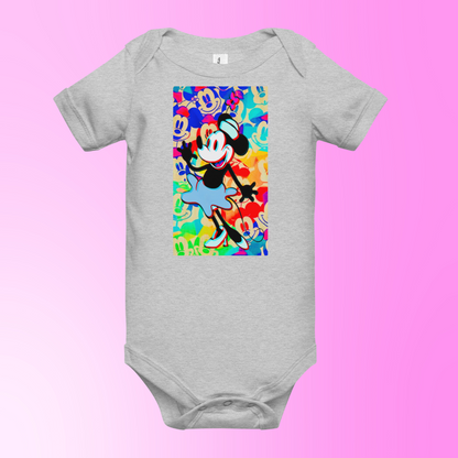 Designer 3D Minnie-Mouse Baby Short Sleeve One Piece | Available in Multiple Colors | Design on Front & Back