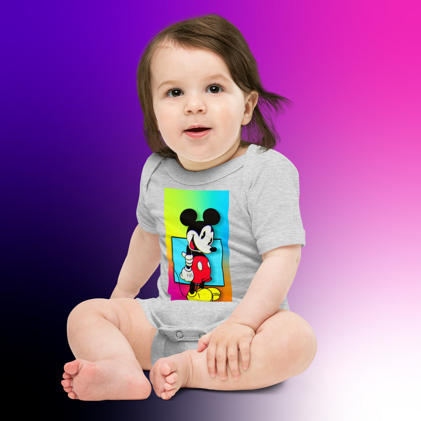 Designer Mickey-Mouse Baby Short Sleeve One Piece | Available in Multiple Colors | Design on Front & Back