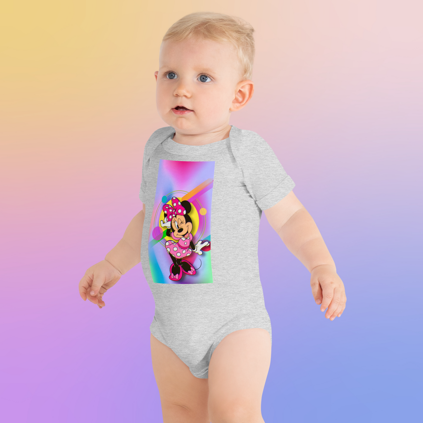 Designer Minnie-Mouse Baby Short Sleeve One Piece | Available in Multiple Colors | Design on Front & Back