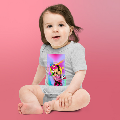 Designer Minnie-Mouse Baby Short Sleeve One Piece | Available in Multiple Colors | Design on Front & Back