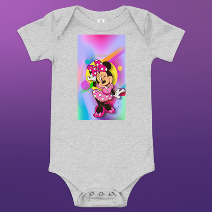 Designer Minnie-Mouse Baby Short Sleeve One Piece | Available in Multiple Colors | Design on Front & Back