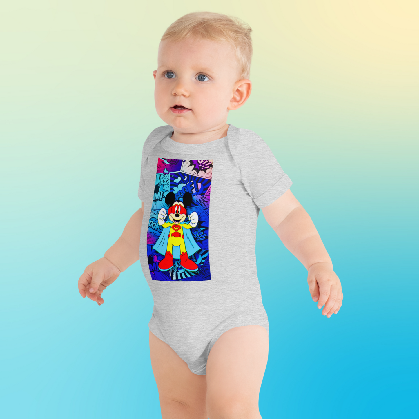 Designer Mickey-Mouse Baby Short Sleeve One Piece | Available in Multiple Colors | Design on Front & Back