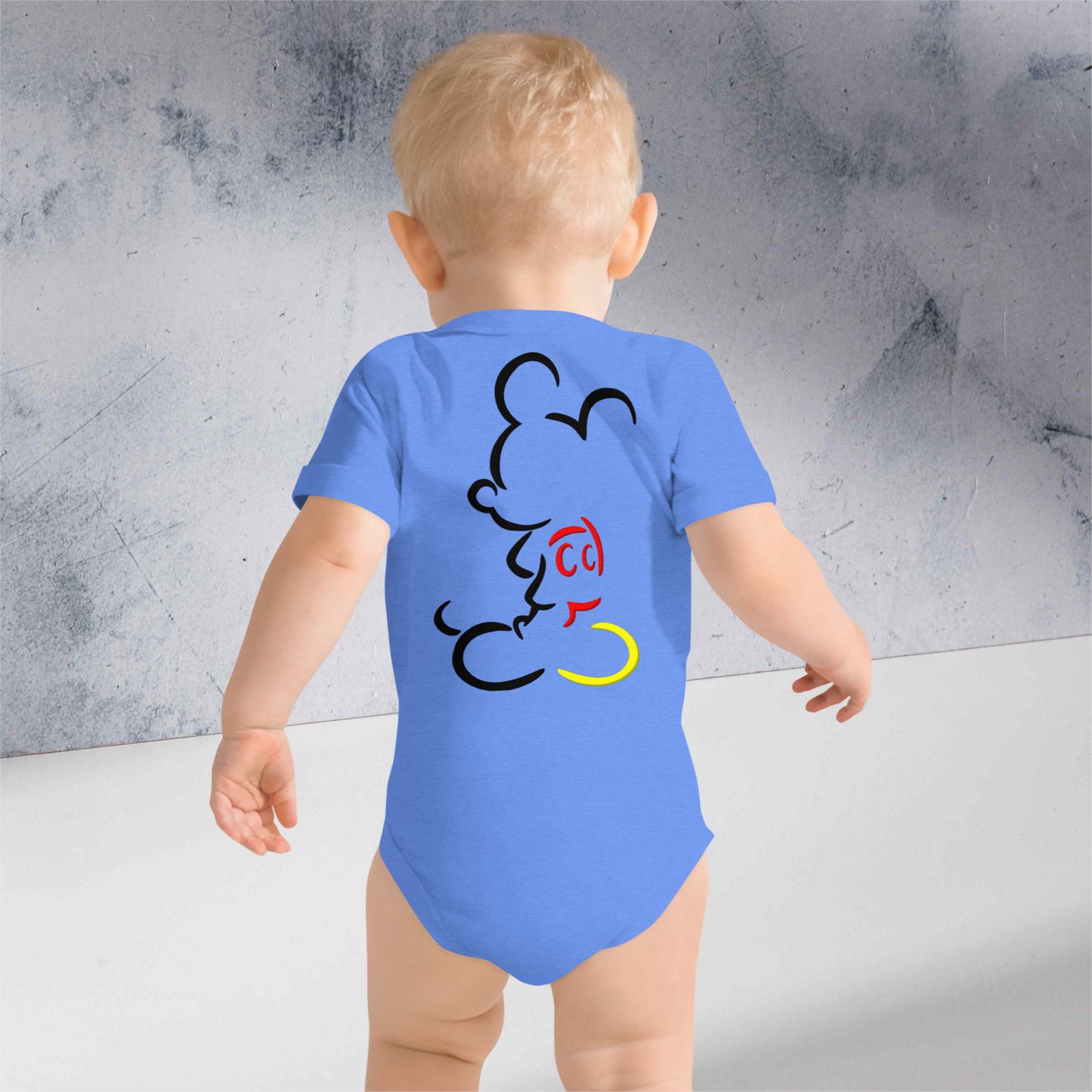 Designer Mickey-Mouse Baby Short Sleeve One Piece | Front & Back Design | Available in Multiple Colors