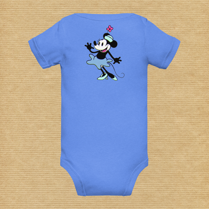 Designer Minnie-Mouse Baby Short Sleeve One Piece | Available in Multiple Colors | Design on Front & Back