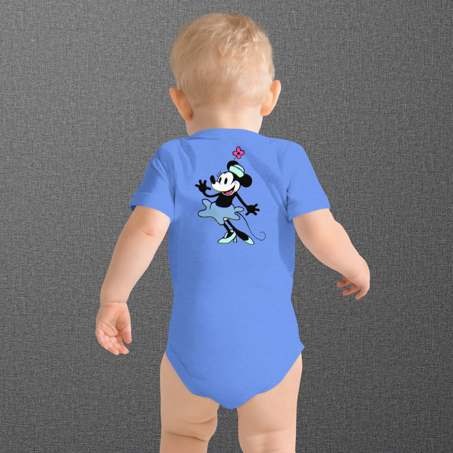 Designer Minnie-Mouse Baby Short Sleeve One Piece | Available in Multiple Colors | Design on Front & Back