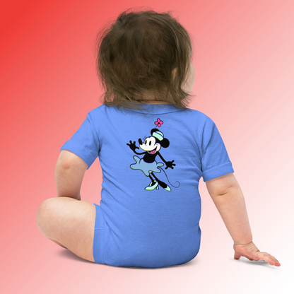 Designer Minnie-Mouse Baby Short Sleeve One Piece | Available in Multiple Colors | Design on Front & Back