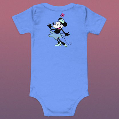 Designer Minnie-Mouse Baby Short Sleeve One Piece | Available in Multiple Colors | Design on Front & Back