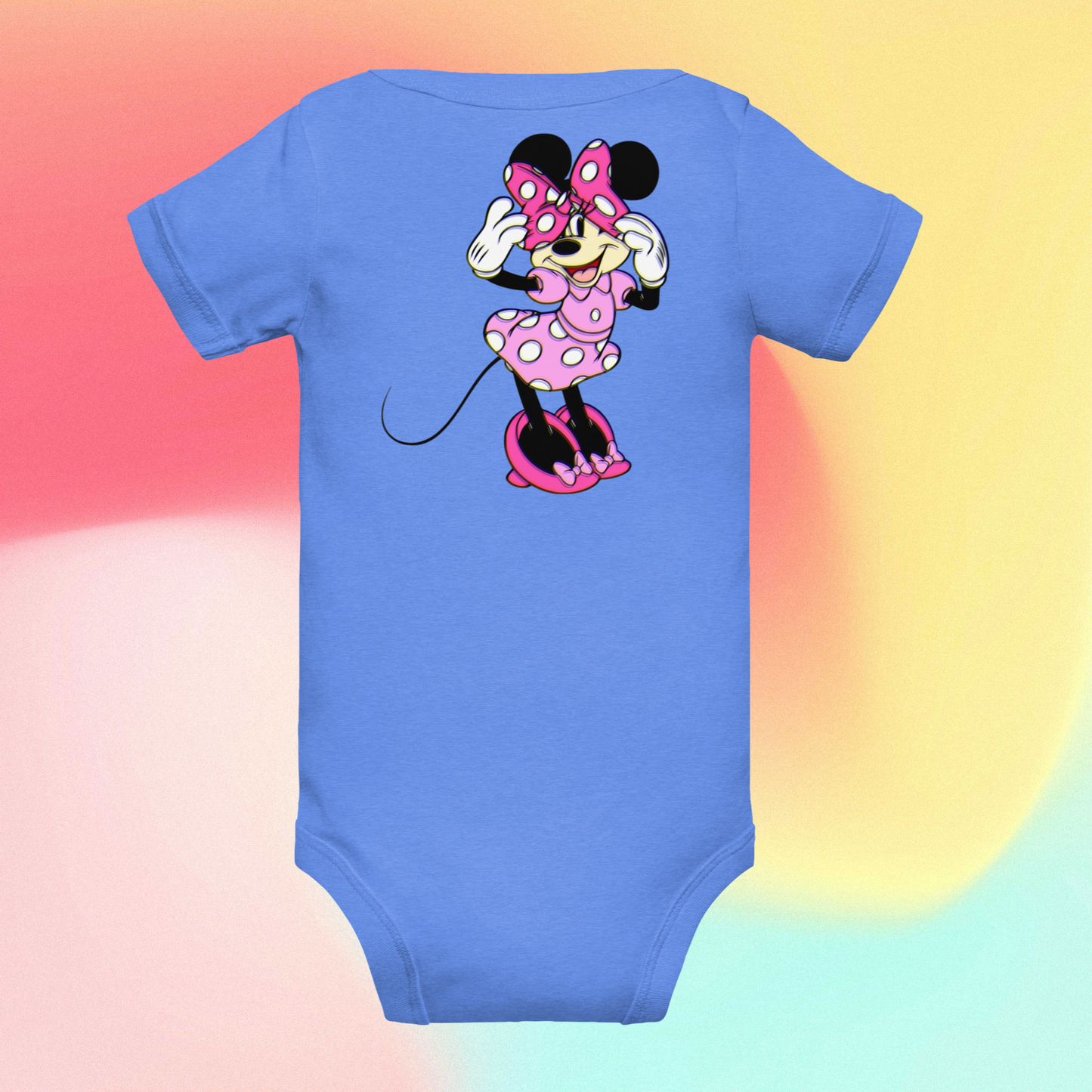 Designer Minnie-Mouse Baby Short Sleeve One Piece | Available in Multiple Colors | Design on Front & Back