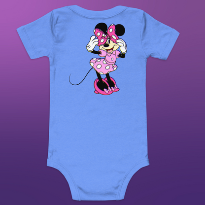 Designer Minnie-Mouse Baby Short Sleeve One Piece | Available in Multiple Colors | Design on Front & Back