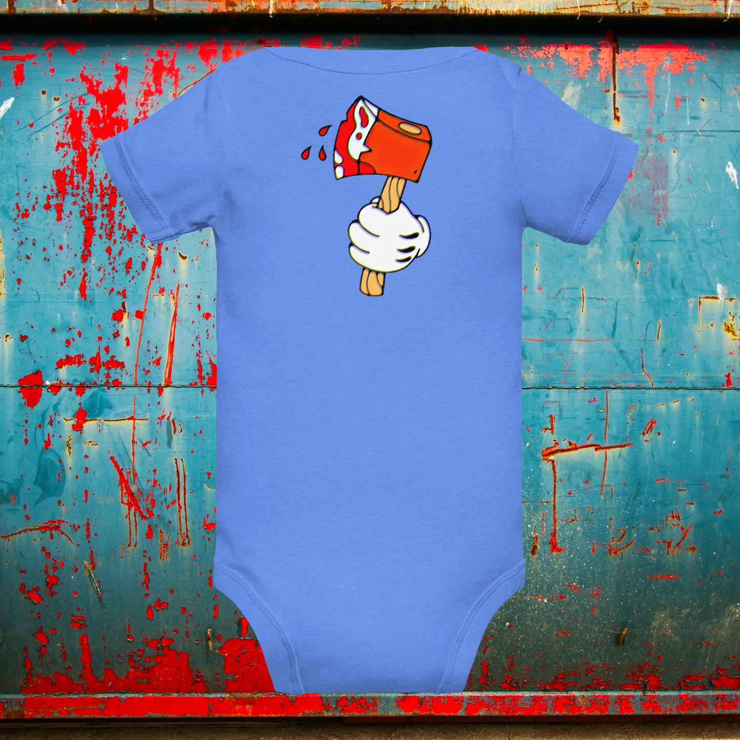 Designer Mickey-Mouse as Jason from Friday the 13th Baby Short Sleeve One Piece | Available in Multiple Colors | Design on Front & Back