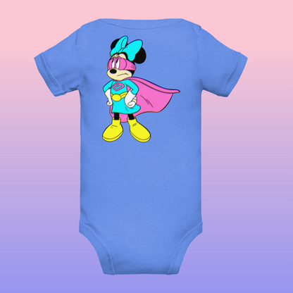 Designer Minnie-Mouse Baby Short Sleeve One Piece | Available in Multiple Colors | Design on Front & Back