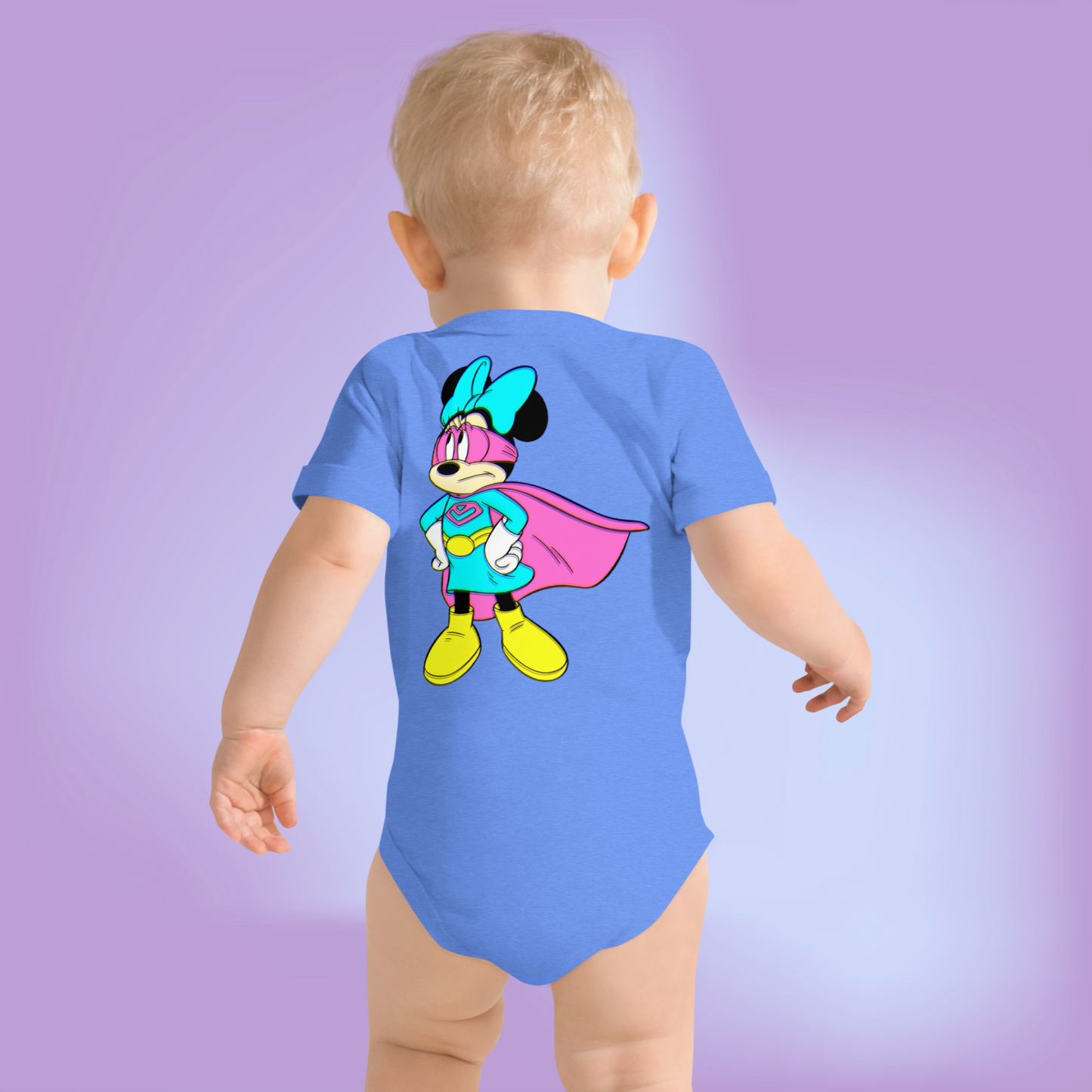 Designer Minnie-Mouse Baby Short Sleeve One Piece | Available in Multiple Colors | Design on Front & Back