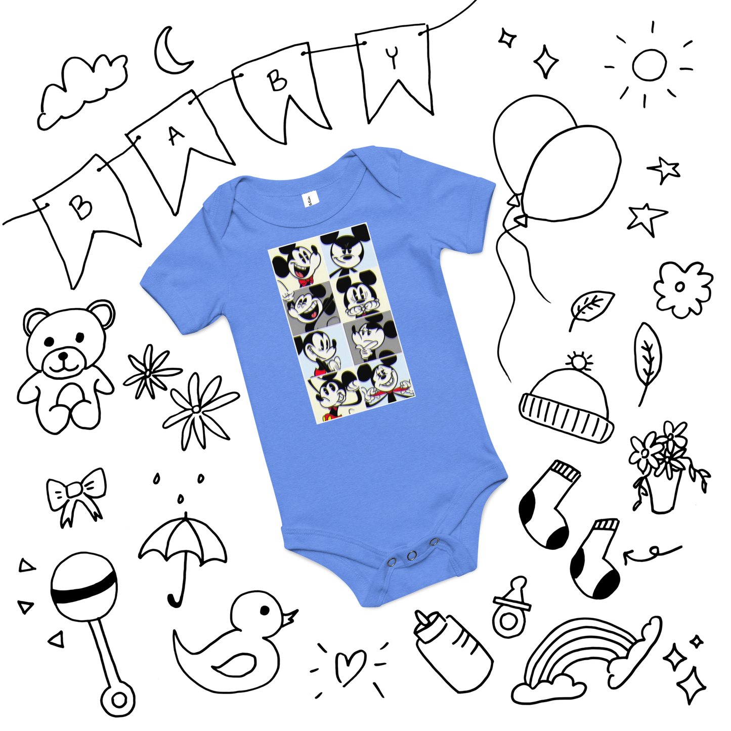 Designer Mickey-Mouse Baby Short Sleeve One Piece | Available in Multiple Colors