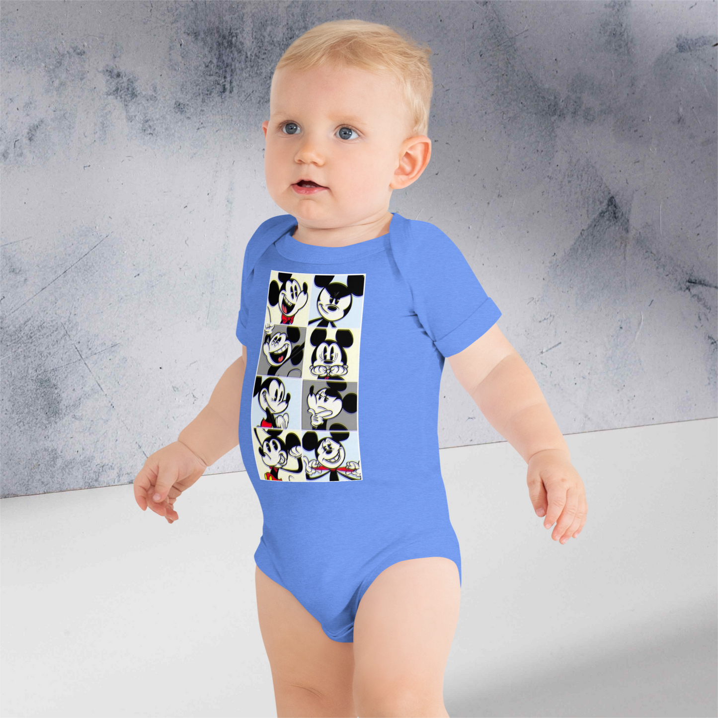 Designer Mickey-Mouse Baby Short Sleeve One Piece | Front & Back Design | Available in Multiple Colors